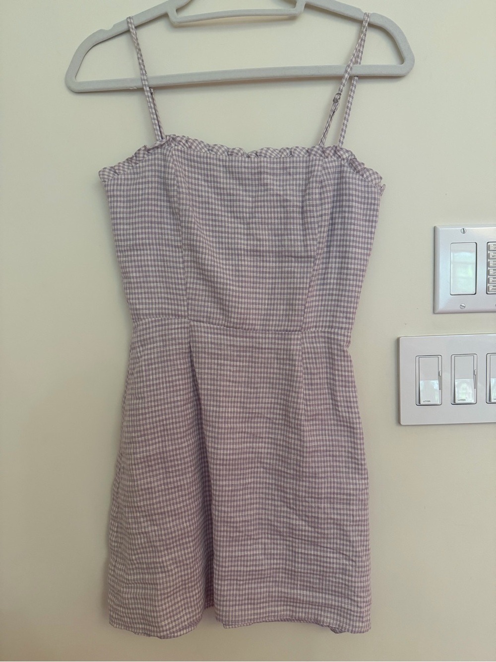 Reformation Lavender Gingham Mini Dress